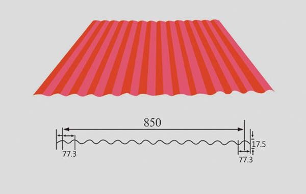 1050mm Colour Coated Roofing Sheet Corrugated Steel Sheet Standard ASTM 12